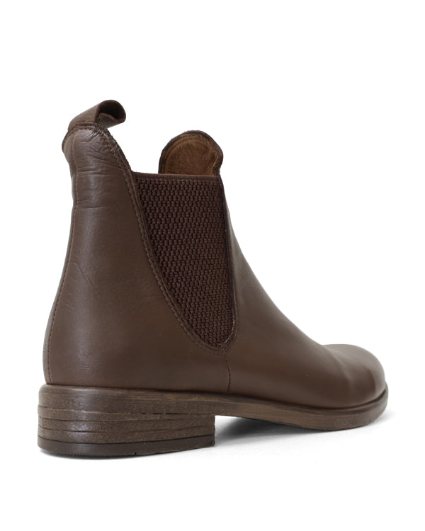 Back view of brown ankle boot