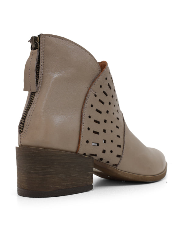 Back view stone colour ankle boot with zip detail